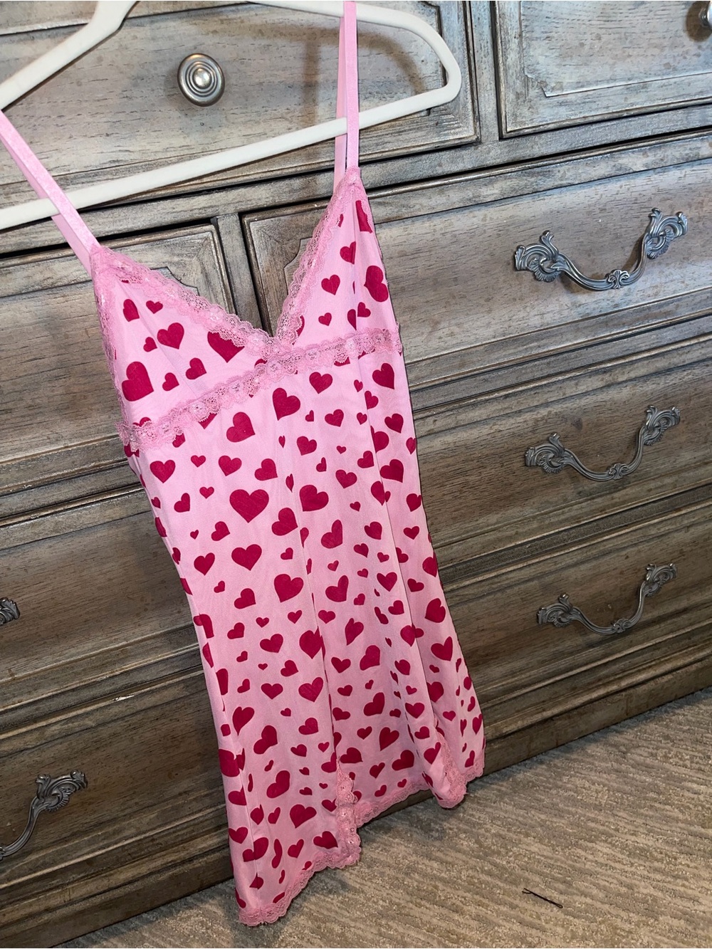 Dolls Kill Sugar Thrillz Pink Heart Slip Dress M